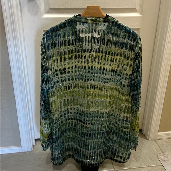Chico's Green and Blue Patterned Blouse - Picture 4 of 12